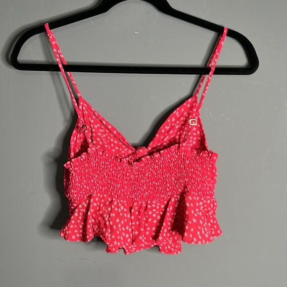 For Love & Lemons Dark Pink Star Print Crop Top Adjustable Strap Size Small - Picture 4 of 8